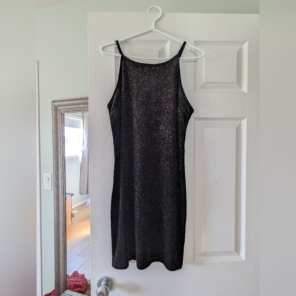 Wild Fable Velvet Shimmering Black Mini Dress